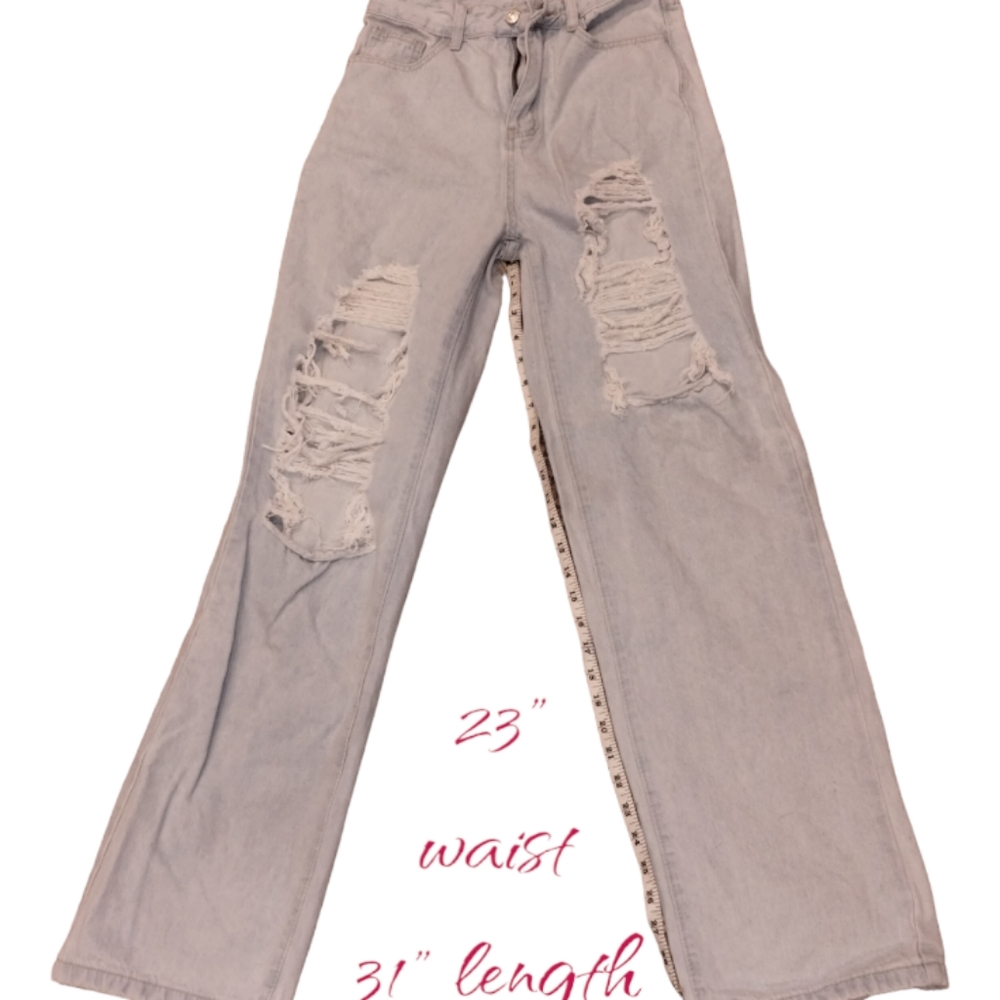 SHEVADNE light washed  XS women's distressed denim NWOT